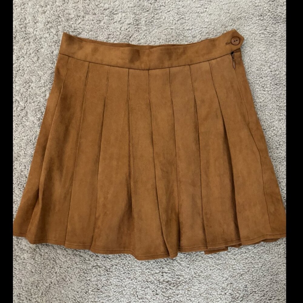 Forever 21 Brown Mini Pleated Skirt Small